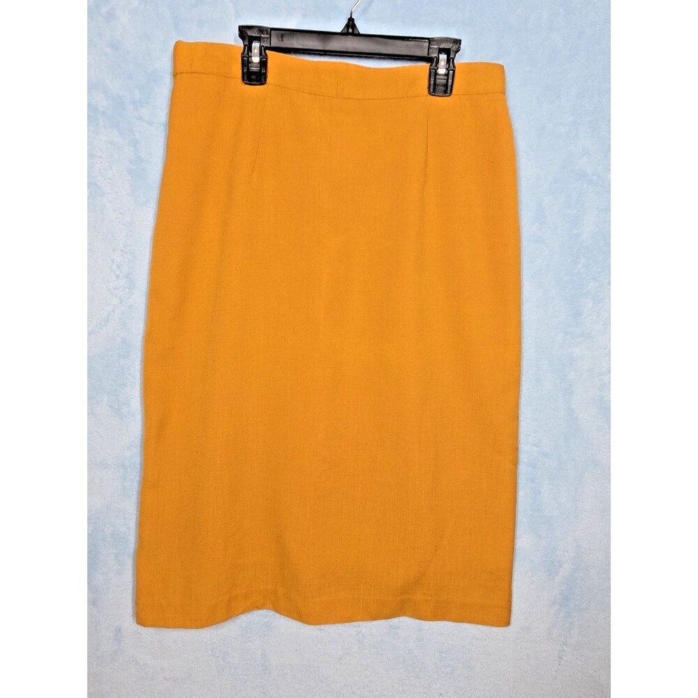 VINTAGE Radcliffe Mustard Pencil High Waist Straight Skirt 8 WORK OFFICE RETRO *